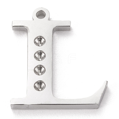 Tarnish Resistant 304 Stainless Steel Letter Pendant Rhinestone Settings LS-STAS-J028-01L-1