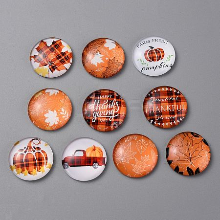 Autumn Theme Glass Cabochons GGLA-WH0002-006-1