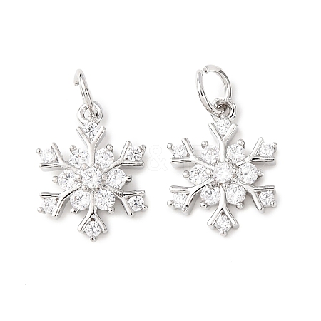 Rack Plating Brass Micro Pave Clear Cubic Zirconia Pendants KK-B093-04A-P-1
