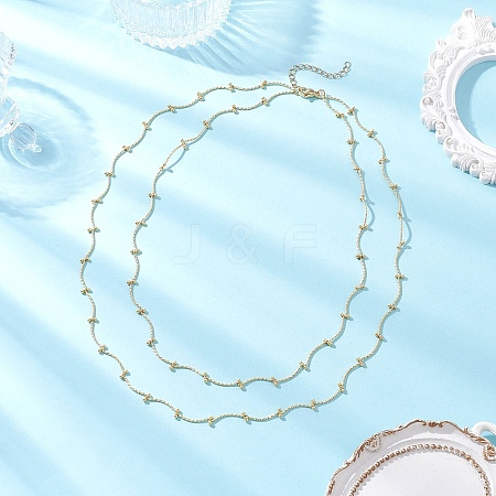 Brass Double Layer Necklaces NJEW-JN05388-1