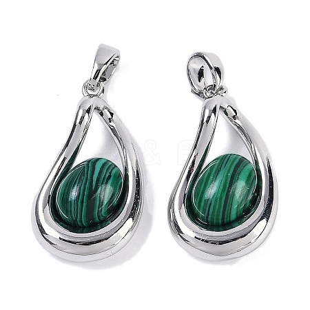 Synthetic Malachite Teardrop Pendants KK-U043-39P-01-1