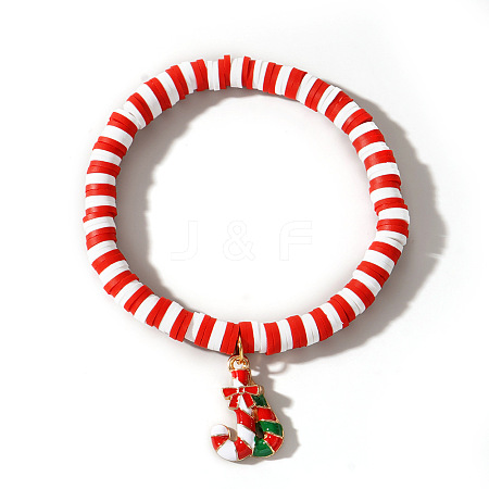 Elegant Christmas Handmade Polymer Clay Heishi Beaded Stretch Bracelets MV9996-23-1