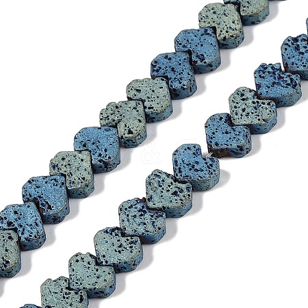 Electroplated Natural Lava Rock Beads Strands G-Q1009-G01-02B-1