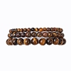 3Pcs Round Natural Tiger Eye Beads Stretch Bracelets BJEW-JB10964-1