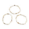 Flat Round Natural Freshwater Shell Beaded Stretch Bracelets for Women BSHE-H109-18-1