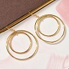 Electroplated 304 Stainless Steel Flat Round Dangle Earrings EJEW-Z129-09G-3