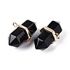 Natural Obsidian Double Terminal Pointed Pendants G-N345-09J-2
