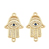 Brass Micro Pave Marine Blue Cubic Zirconia Connector Charms CU-CBAB719-07G-B-1