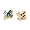 Brass Blue Cubic Zirconia Connector Charms KK-I719-01G-2