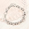 304 Stainless Steel Ring Link Chain Bracelets for Women Men BJEW-H643-10P-1