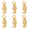 6Pcs Brass Micro Pave Cubic Zirconia Pendants KK-LP0001-41-1