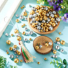 220Pcs Spray Painted Round Natural Schima Wood Beads WOOD-TA0003-03-7