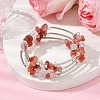 Natural Carnelian Chip & Glass & Brass Tube Beaded Bangles for Women BJEW-JB11265-06-1