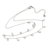 304 Stainless Steel Pave Clear Cubic Zirconia Oval Flat Round Tassel Bib Necklaces for Women NJEW-T020-01P-2