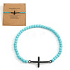 Cross Beaded Bracelet with Turquoise for Men JT7568-12-1