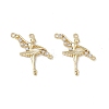 Brass Pave Clear Cubic Zirconia Connector Charms KK-E068-VB360-2