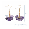 Natural Amethyst Clip Beads Dangle Cluster Earrings EJEW-JE03949-01-3