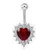 Piercing Jewelry Real Platinum Plated Brass Rhinestone Heart Navel Ring Belly Rings AJEW-EE0001-32B-1