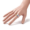 Flower Bud Synthetic Coral & Glass Seed Beaded Stretch Ring for Women RJEW-JR00557-3