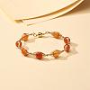 Natural Carnelian Beaded Bracelets for Men Women BJEW-TA00012-01-2