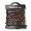 6Pcs 6 Style Adjustable Braided Imitation Leather Cord Bracelet Sets BJEW-F458-04-6