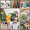 60Pcs 6 Styles Round Christmas Snowman Print Wood European Beads WOOD-PH0003-05-6