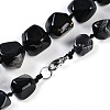 Natural Dyed & Heated Black Agate Nuggets Beaded Necklaces for Women Men NJEW-K388-01P-3