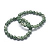 Natural Green Spot Jasper Bead Stretch Bracelets X-BJEW-K212-A-017-7