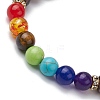 Charka Theme Mixed Gemstone Round Beaded Stretch Bracelets for Women Men BJEW-JB11365-5