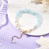 Beachy Natural white Jade Chip Beads & Synthetic Turquoise Charm Bracelets BJEW-JB14140-4