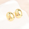 Oval Brass Micro Pave Cubic Zirconia Stud Earrings EJEW-Z164-17G-02-2