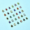 30Pcs 15 Colors Square Rack Plating Brass Glass Charms KK-FS0001-40-7