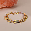 304 Stainless Steel Rectangle Link Chain Bracelets with OT Clasps for Women WG05454-01-2