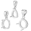   3Pcs 3 Styles Rhodium Plated 925 Sterling Silver Pendant Cabochon Settings with Prongs Mounting STER-PH0001-38-1