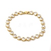 Clear Cubic Zirconia Heart Link Chain Bracelet LS-BJEW-E073-05G-1