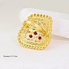 Abstract Vintage Trapezoid Brass Colorful Rhinestones Women's Ring NK9373-5