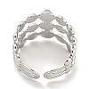 304 Stainless Steel Synthetic Turquoise Cuff Rings G-Z056-05P-05-3