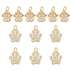 12Pcs 2 Styles Rack Plating Brass Micro Pave Cubic Zirconia Charms ZIRC-HS0001-13-1