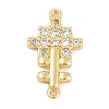 Brass Clear Cubic Zirconia Cross Connector Charms KK-Q028-33G-1