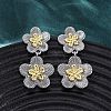 Flower Brass Dangle Stud Earrings EJEW-H158-11GP-2