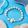 Synthetic Turquoise & Wood & Glass Beaded Stretch Bracelets for Women BJEW-JB11128-03-2