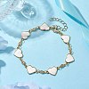 Brass Enamel Heart Link Chain Bracelet with Cubic Zirconia BJEW-JB10171-2