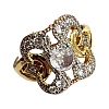 Square Brass Micro Pave Clear Cubic Zirconia Finger Rings FS-WG35D08-01-1