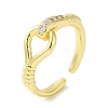 Brass Micro Pave Cubic Zirconia Open Cuff Ring for Women RJEW-F154-02G-A-5