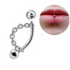 304 Stainless Steel Curved Barbell Lip Rings with Chains FS-WG77CC5-07-1
