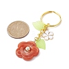 Flower Acrylic Imitation Gemstone Pendant Keychain KEYC-JKC00692-02-2