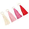 WADORN 4Pcs 4 Colors PU leather Tassel Pendants Keychains KEYC-WR0001-18-1