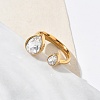 304 Stainless Steel Pave Clear Cubic Zirconia Cuff Open Rings for Women RJEW-F207-03A-G-5