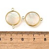 Brass Pave Natural White Shell Connector Charms KK-E794-01G-01-3