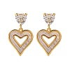 Heart Brass Micro Pave Clear Cubic Zirconia Dangle Stud Earrings KK-D363-12D-G-2
